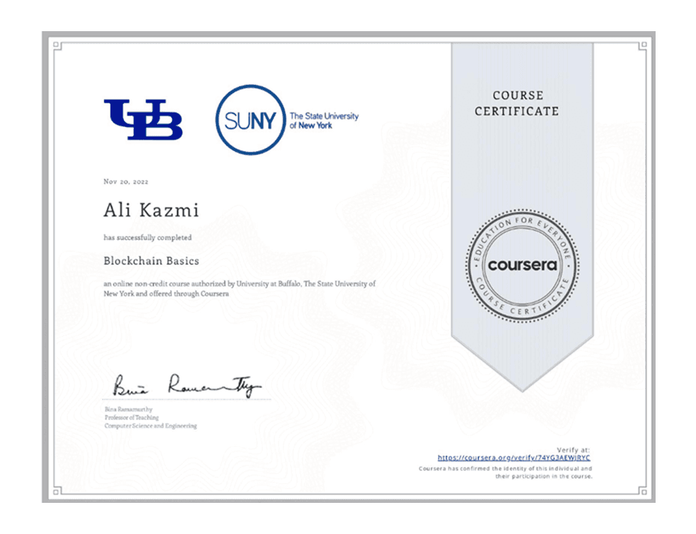 Blockchain Basics certificate image