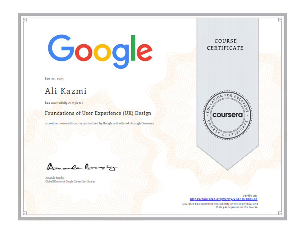 Foundations of User Experience (UX) Design certificate image